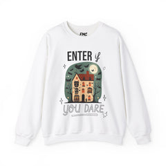 Enter If You Dare Sweatshirt - Haunted House Sweatshirt, Scary House Sweatshirt, Unisex Halloween Apparel, Funny Halloween Puns, Trendy Halloween Sweatshirt