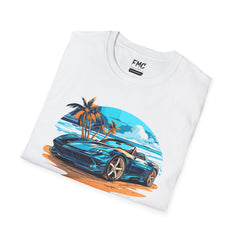 Palm Tree Shirt - Sport Car Summer Shirt for Men, Trendy Beach Shirt and Summer Outfit, Cool Vacay Shirt, Ideal Summer Gift