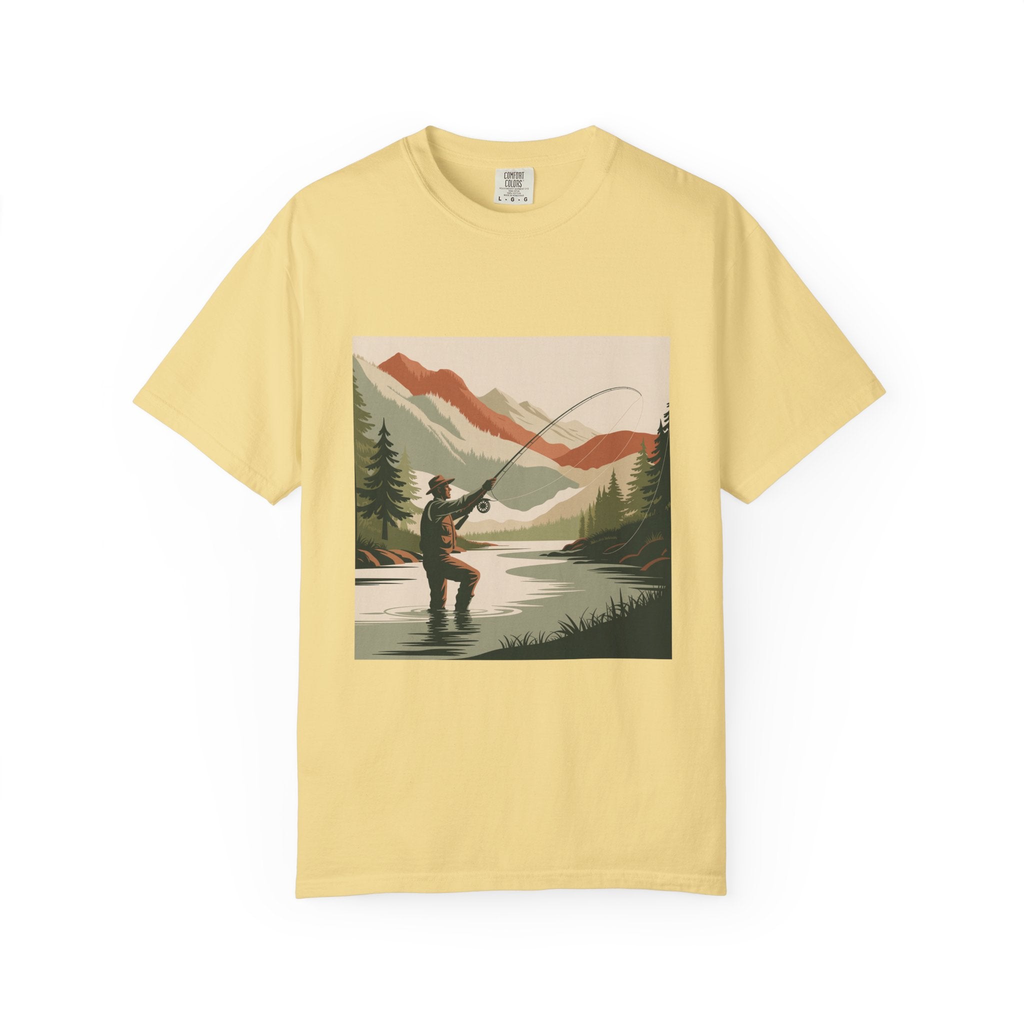 Fishing Lake Graphic T-Shirt — Vintage Fly Fishing Scene