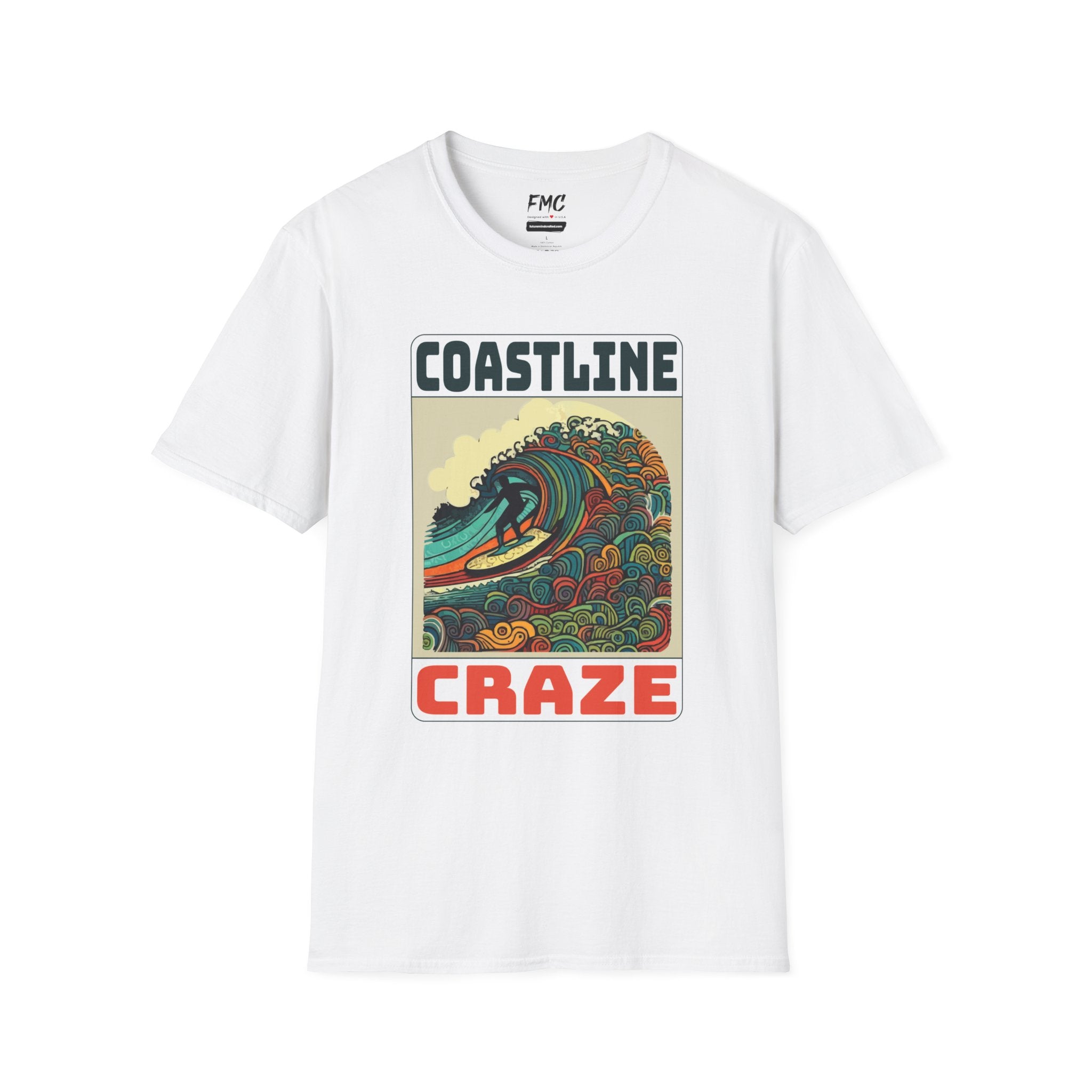 Coastline Craze Shirt - Man Surfing Colorful Summer Tee, Cool Beach Tee for Men, Trendy Summer Shirt, Perfect Summer Beach Outfit, Vacay Tee
