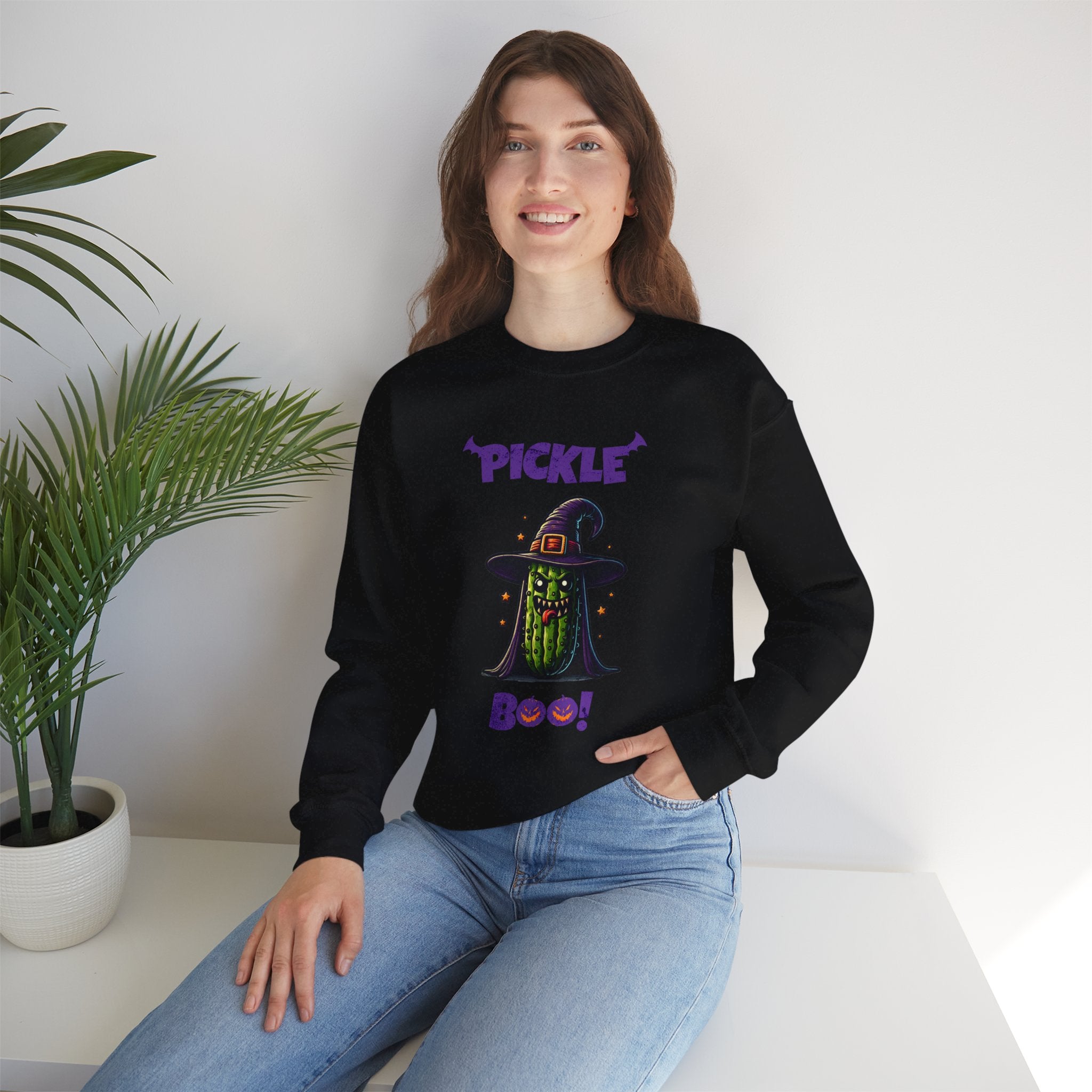Pickle Adult Sweatshirt - Pickle Boo Halloween Adult Sweatshirt, Perfect for Pickle Lovers, Women Halloween Adult Sweatshirt, Halloween Gift