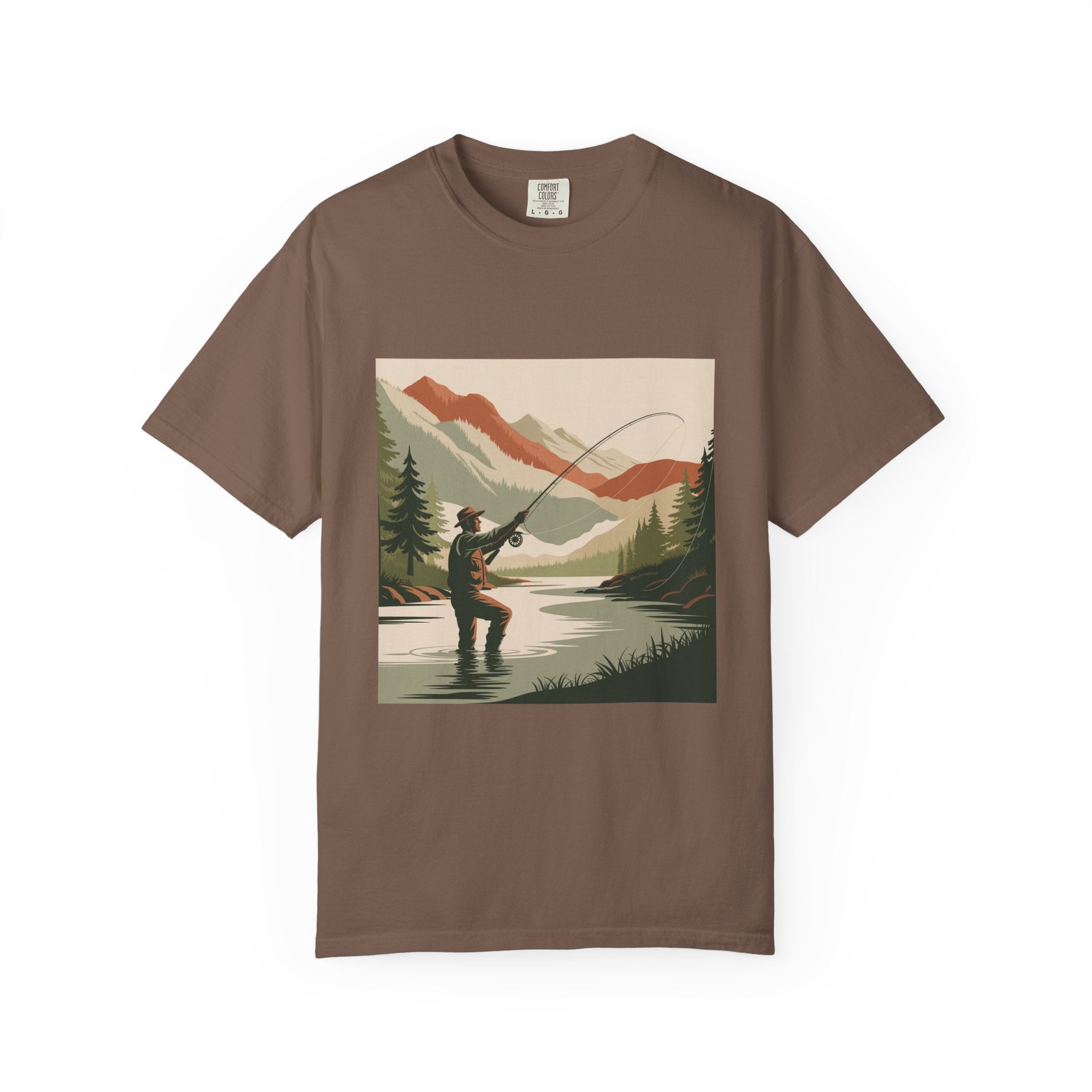 Fishing Lake Graphic T-Shirt — Vintage Fly Fishing Scene Secondary image