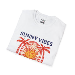 Sunny Vibes Shirt - Happy Times Palm Tree Tee, Unisex Beach Shirt, Trendy Summer Shirt and Beach Outfit, Ideal Vacay Shirt and Summer Gift, Tee