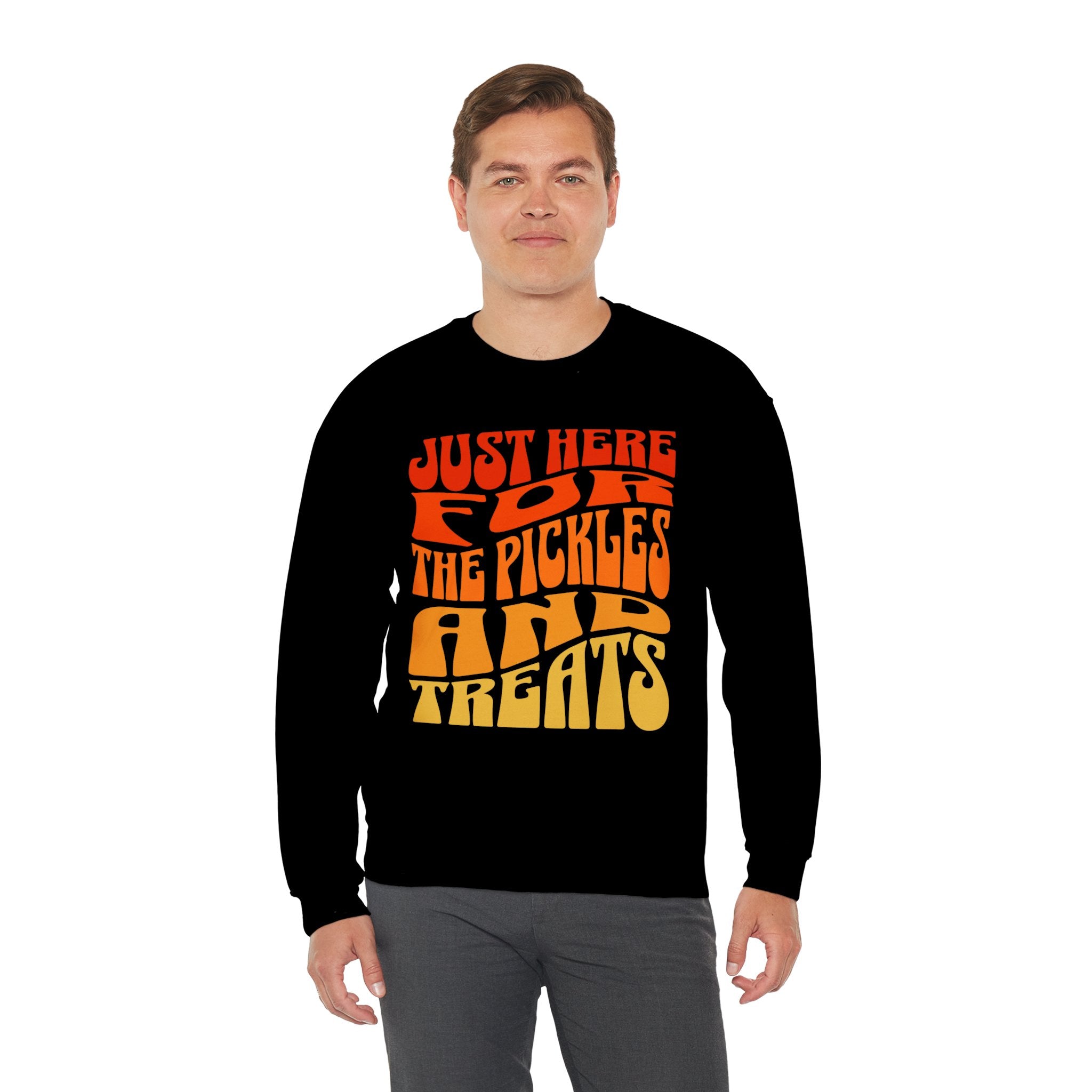 Just Here For Pickle Halloween Sweatshirt - Wavy Retro Halloween Tee, Trendy Fall Shirt for Moms, Perfect Women Vintage Halloween Gift