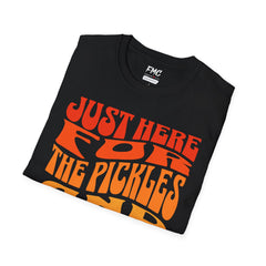Just Here For Pickle Halloween Shirt - Wavy Retro Halloween Tee, Trendy Fall Shirt for Moms, Perfect Women Vintage Halloween Gift