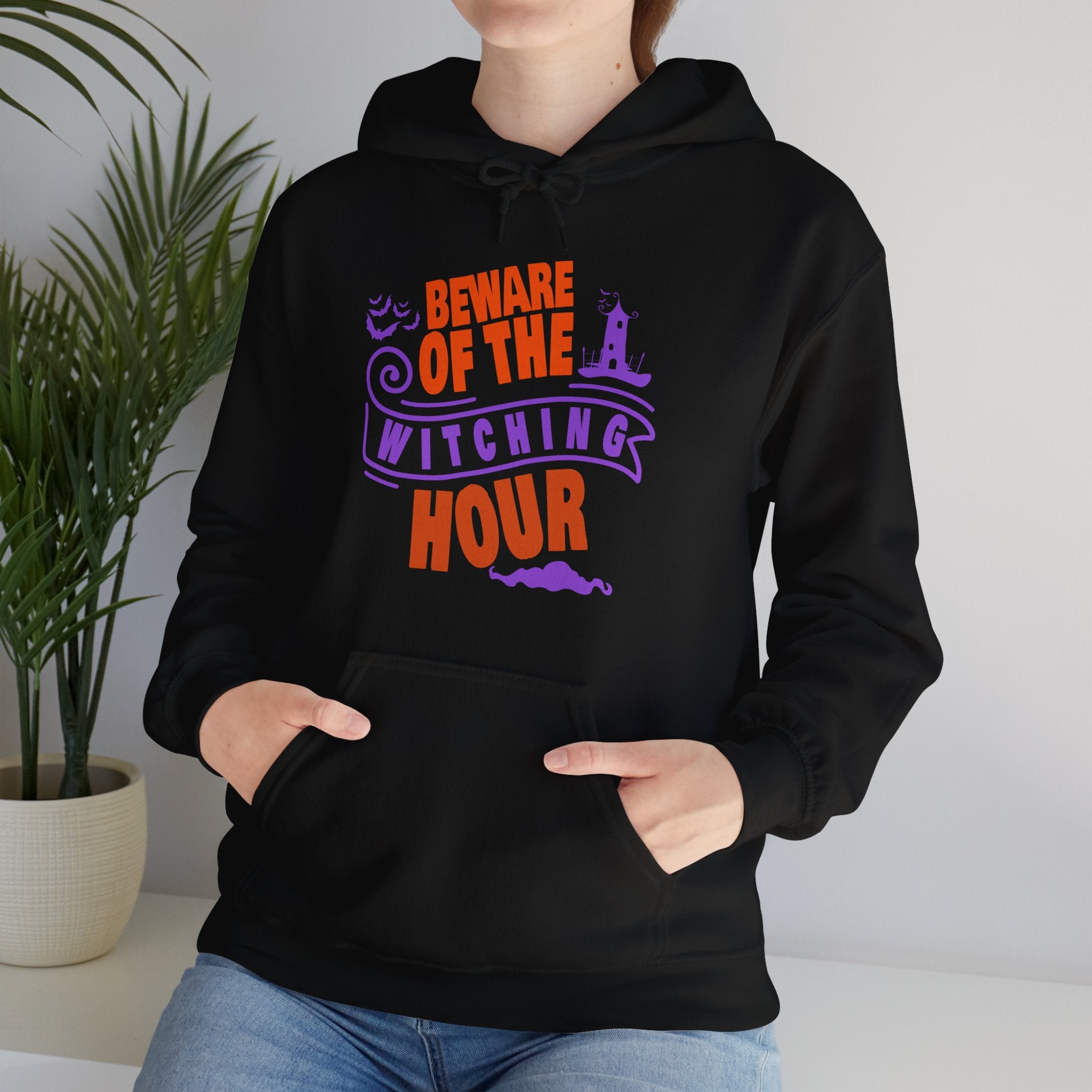 Beware of Witching Hour - Retro Witch Halloween Hoodie, Unisex Halloween Hoodie, Trendy Men and Women Halloween Hoodie, Halloween Apparel