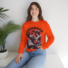Chainsaw Cutie Sweatshirt - Anime Chainsaw Halloween Sweatshirt, Cute Women and Girls Halloween Sweatshirt, Trendy and Popular Halloween Apparel