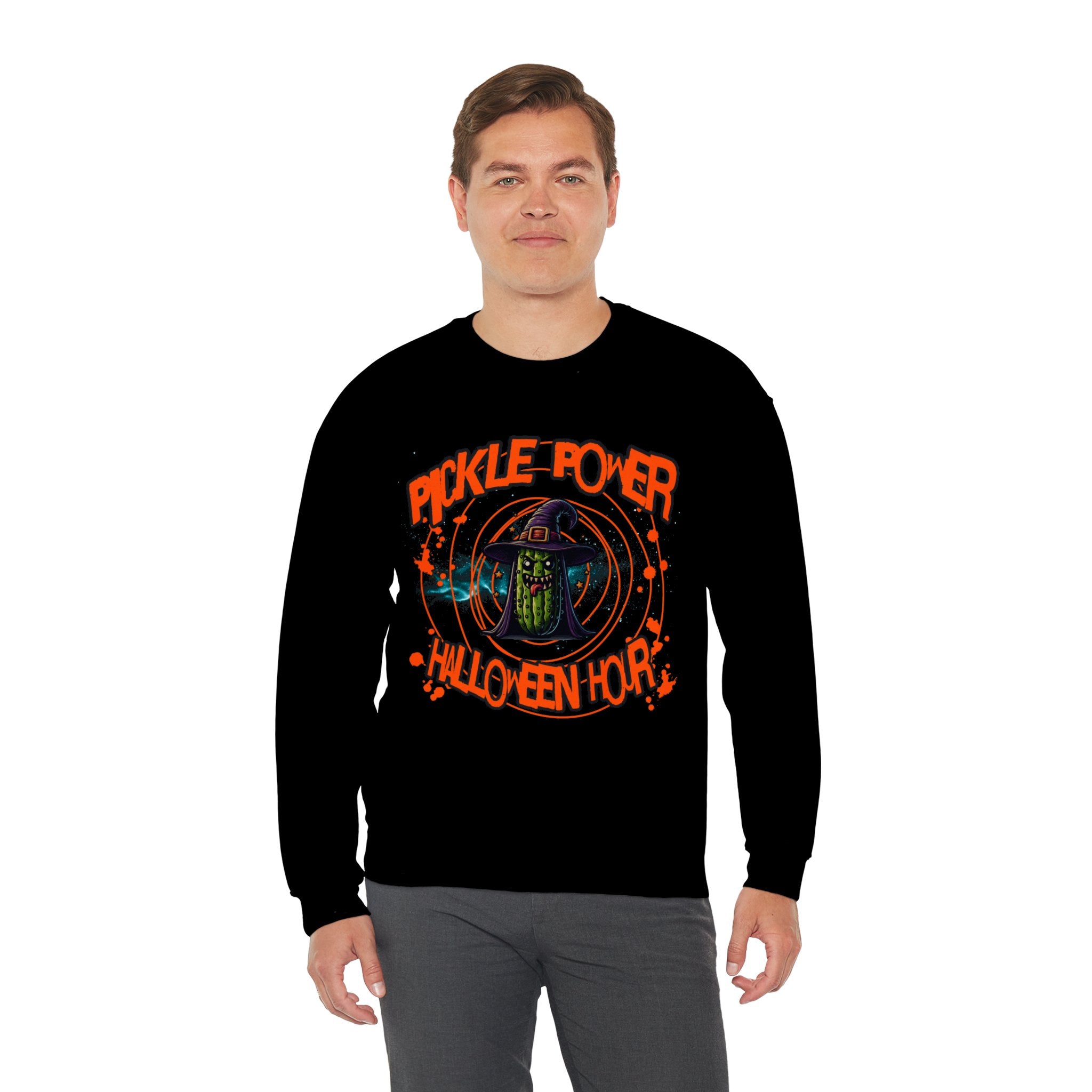 Pickle Adult Sweatshirt - Pickle Power Halloween Adult Sweatshirt, Halloween Hour Adult Sweatshirt for Pickle Lovers, Women Adult Sweatshirt
