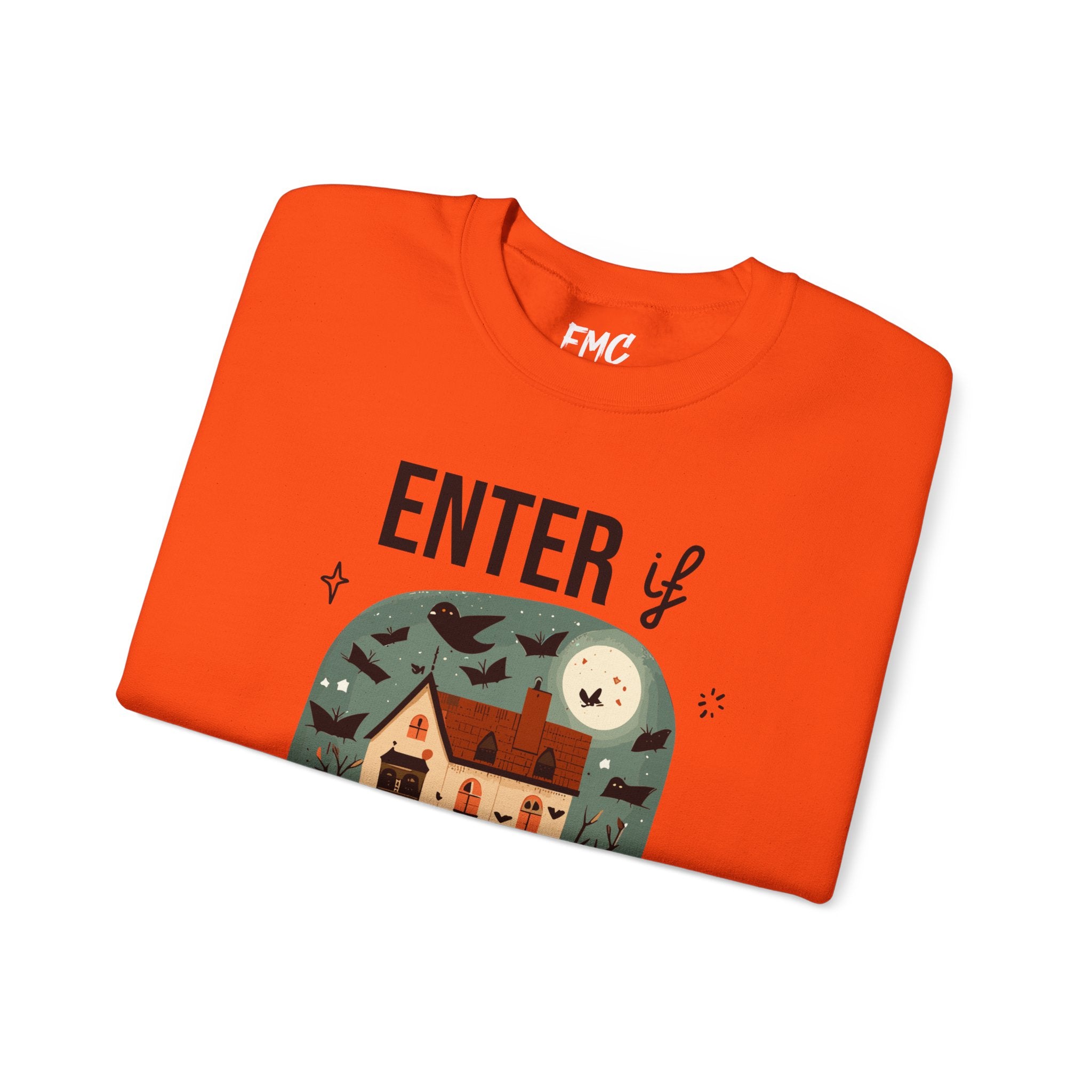 Enter If You Dare Sweatshirt - Haunted House Sweatshirt, Scary House Sweatshirt, Unisex Halloween Apparel, Funny Halloween Puns, Trendy Halloween Sweatshirt