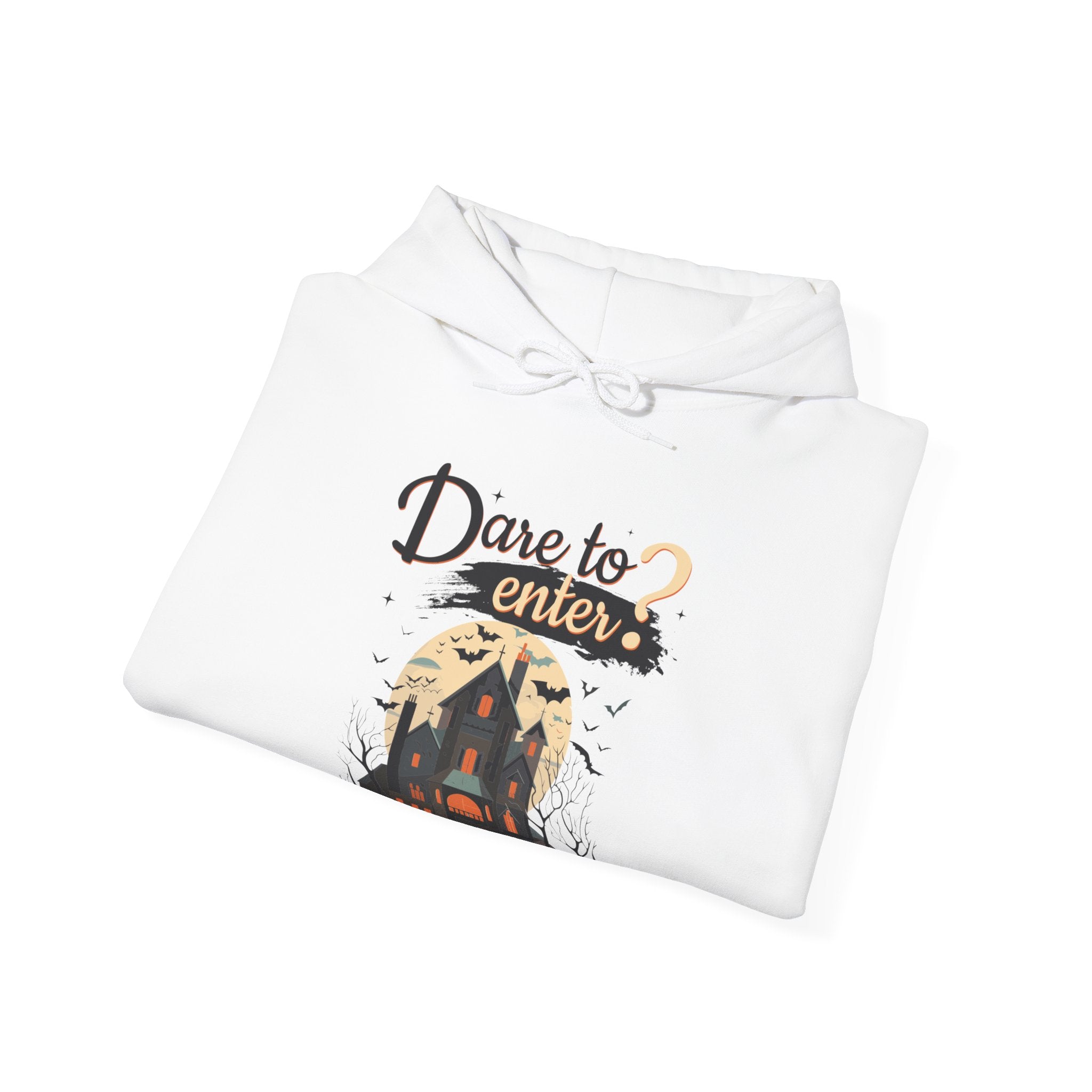 Dare to Enter Hoodie - Haunted House Design, Scary House Hoodie, Unisex Halloween Hoodie, Trendy and Halloween Apparel for Men and Women