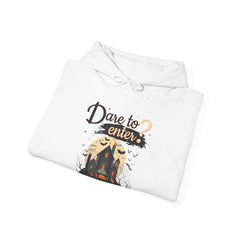 Dare to Enter Hoodie - Haunted House Design, Scary House Hoodie, Unisex Halloween Hoodie, Trendy and Halloween Apparel for Men and Women