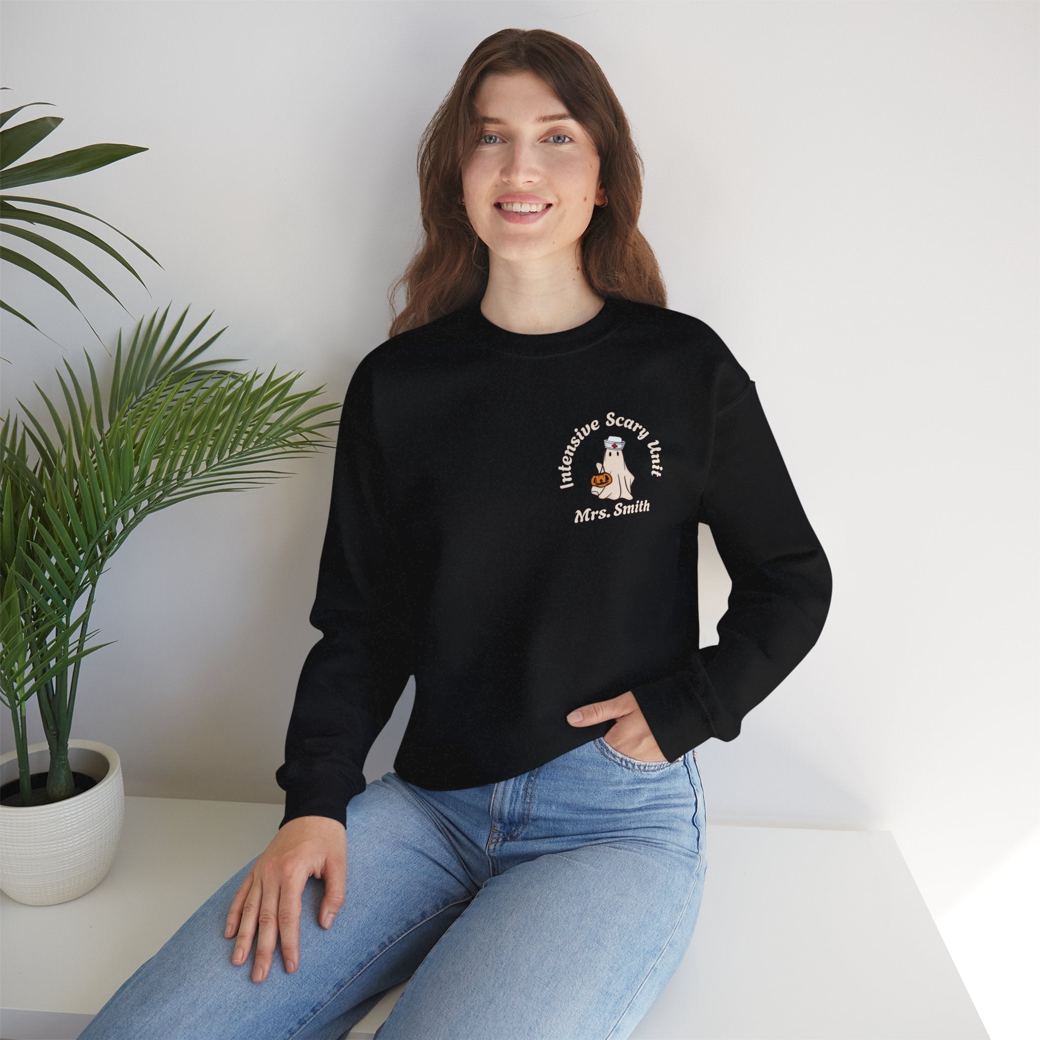 ICU Halloween Adult Sweatshirt - Custom Nurse Halloween Sweatshirt, Boo ICU Nurse Fall Sweatshirt, Boo Med Sweatshirt, Ideal Halloween Gift