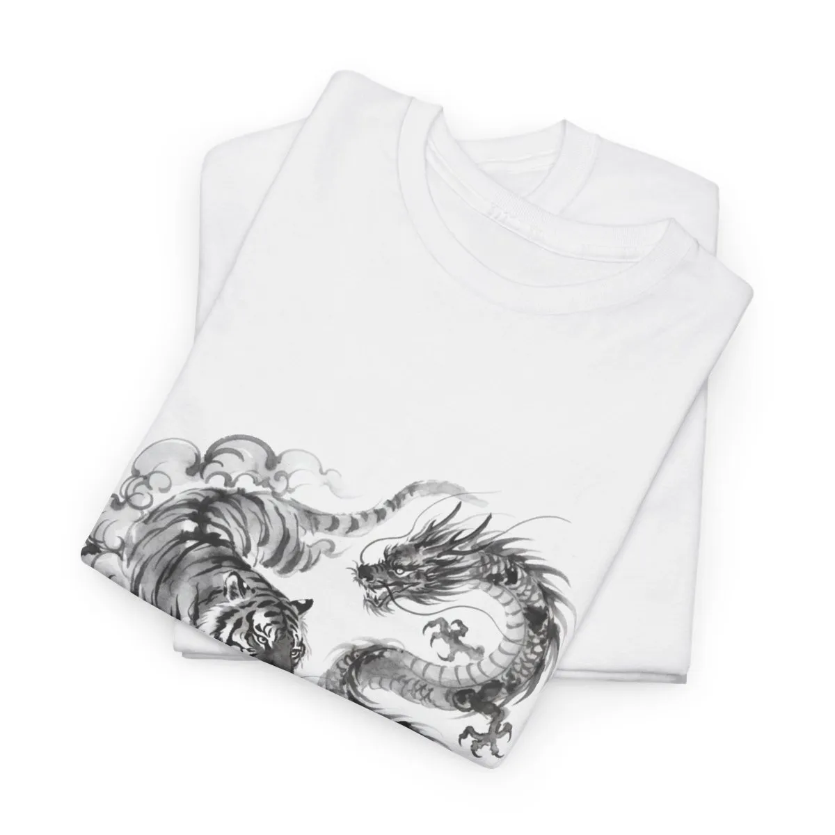 Tiger & Dragon | Modern Japanese Sumi-e / Ink Style Tshirt — image 2