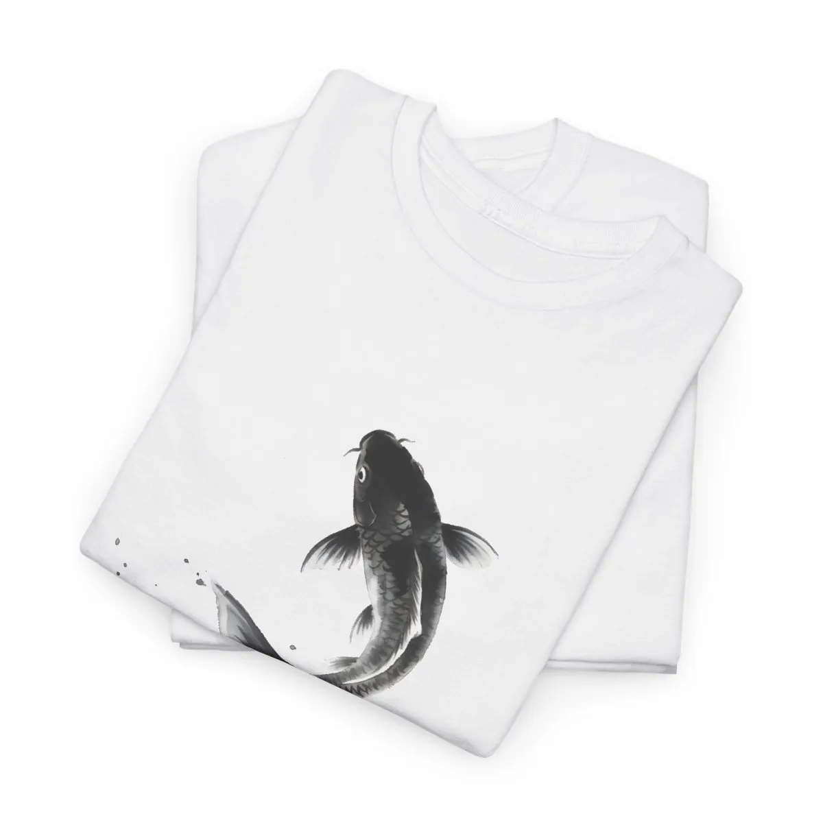 Flowing Koi | Modern Japanese Sumi-e Ink T-Shirt — image 2
