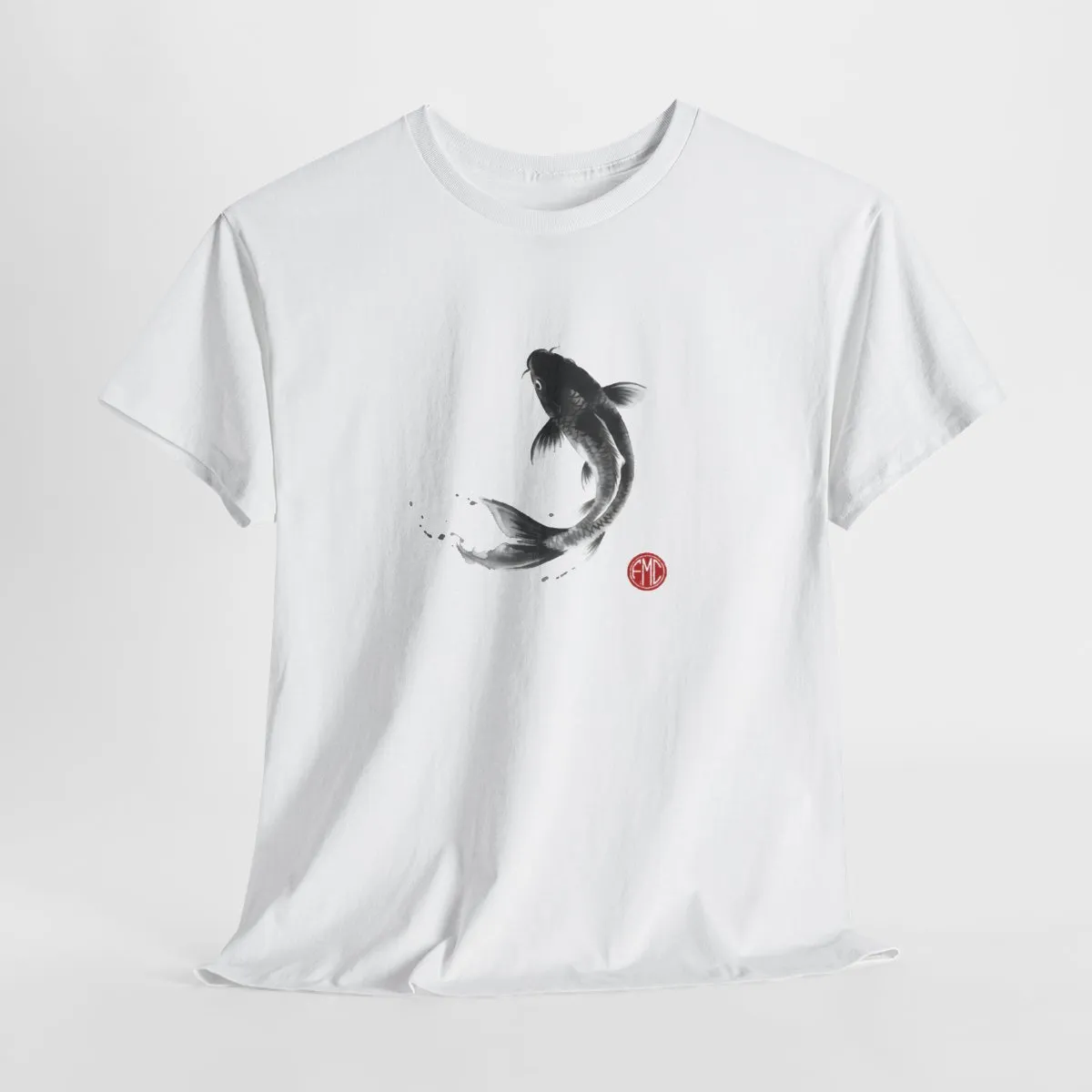 Flowing Koi | Modern Japanese Sumi-e Ink T-Shirt — image 4