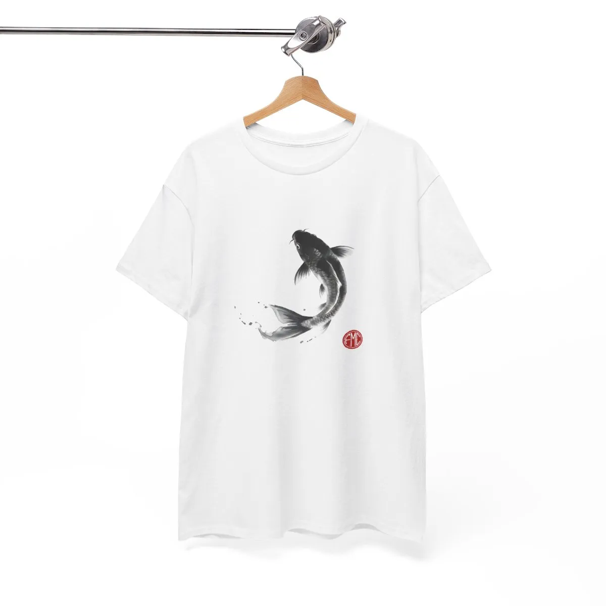 Flowing Koi | Modern Japanese Sumi-e Ink T-Shirt — image 5